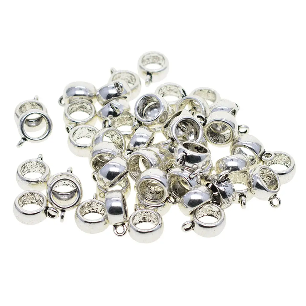 

50 Pieces Hollow Connectors Bails Beads er Links fit European Charm Bracelet Pendant Loop Hole to Charms
