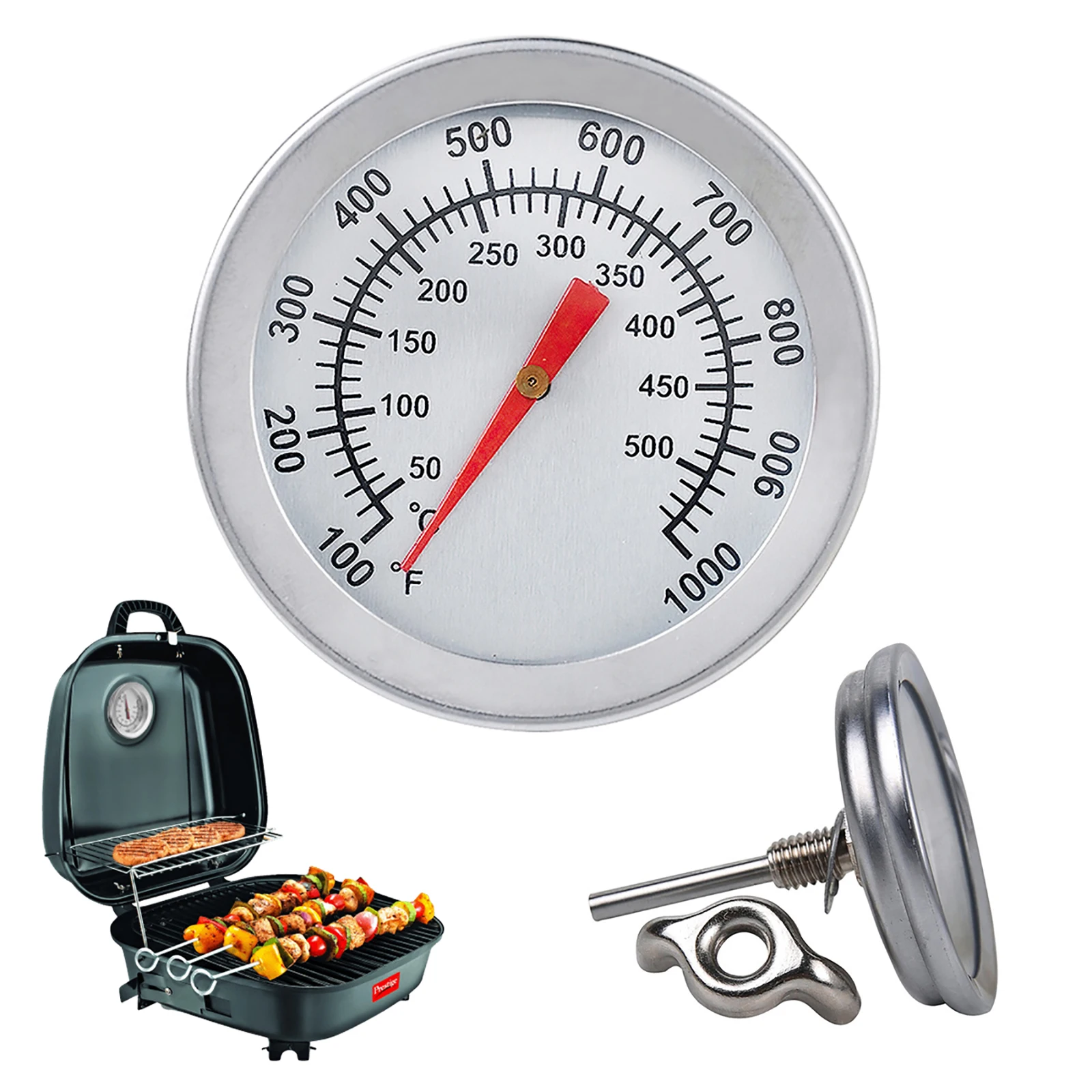 

Stainless Steel BBQ Smoker Grill Temperature Temp Gauge Barbecue Thermometer Outdoor Camping Cook Food Household Kitchen Tools