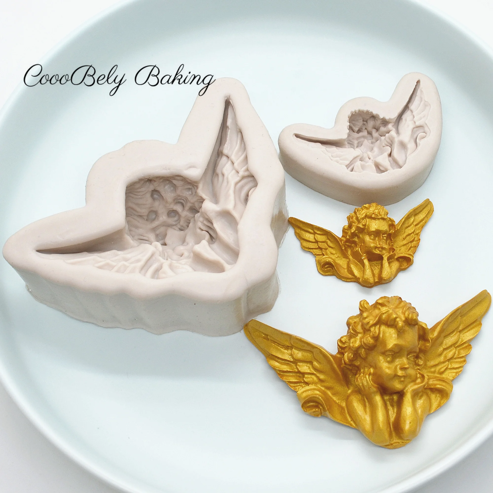 

2pc 3D Angels Shape Chocolate Silicone Fondant Mold For Baking Cake Decorating Tools Cookie Baking Gumpastes Moulds Resin Art