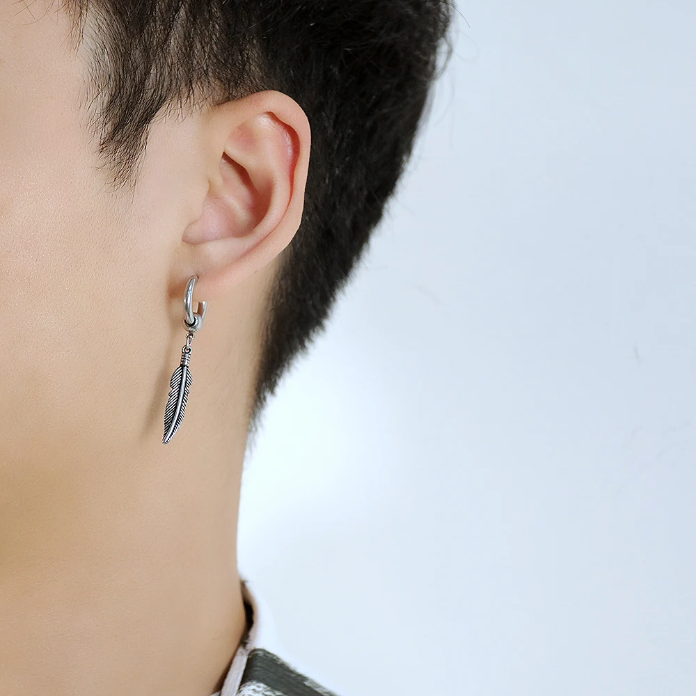 Серьги-гвоздики с перьями в стиле панк-рок для женщин и мужчин