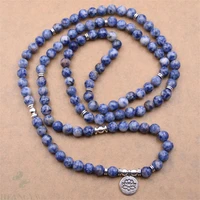 6mm blue stone bracelet 108 beads lotus buddha pendant pray chic energy healing hot buddhism lucky sutra cheaply natural elegant