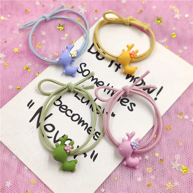

10PCS/LOT Lovely Cartoon elk Color Elastic Hair Bands Toys For Girls Handmade Creative Scrunchy Kids Hair Accessories For Women