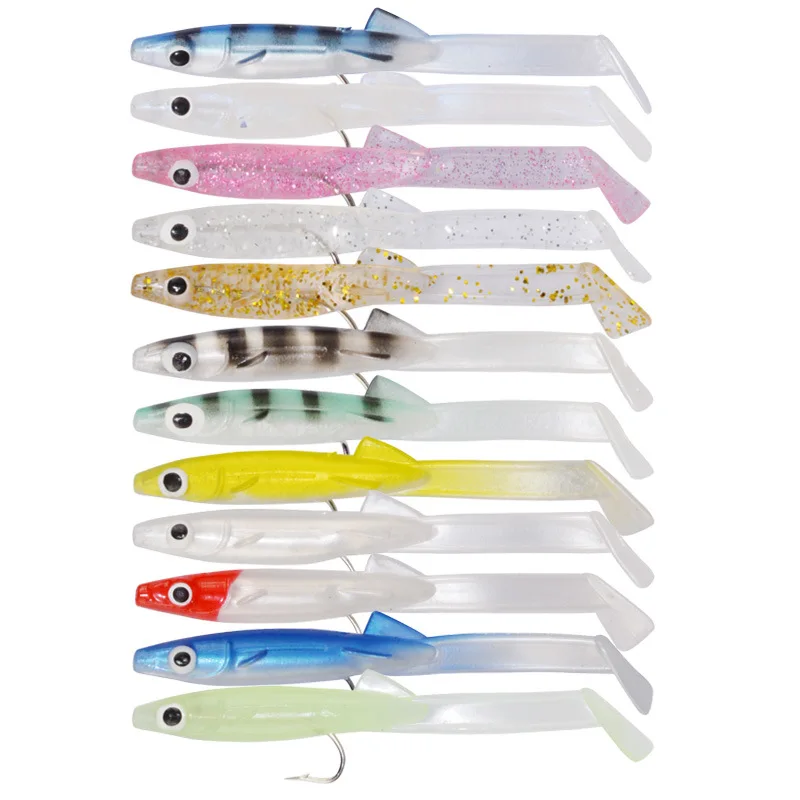 

6Pcs/Lot Soft Lures Silicone Bait 80mm/2.3g Goods For Fishing Sea Fishing Pva Swimbait Wobblers Artificial