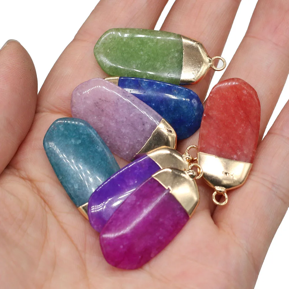 

Natural Stone Charms Strip Oval Pendant 1PCS For DIY Necklace Jewelry Finding Accessories