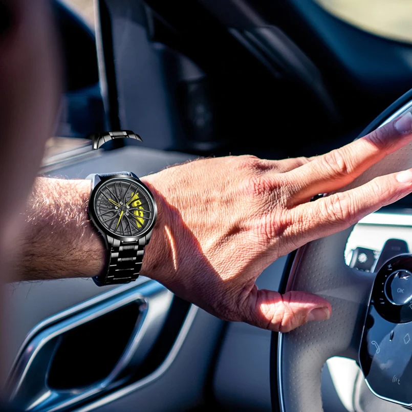 

MIQIAO Men Fashion Quartz Watches Top Brand Luxury Dress Designer Car Wheel Waterproof Creative Wristbrand Car Engine Watch