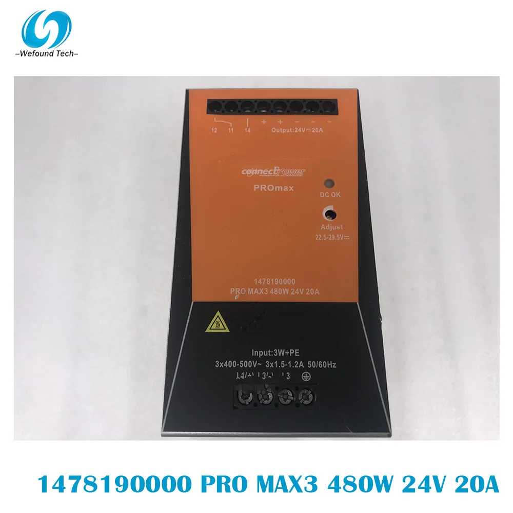 Original For Weidmüller 1478190000 PRO MAX3 480W 24V 20A Rail Switching Power Supply Single Phase, 100% Tested BeforeShipment.