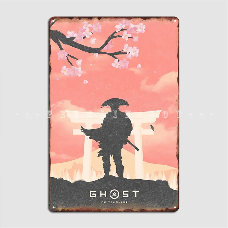 

Ghost Of Tsushima Poster Metal Plaque Club Home Plaques Designing Kitchen Tin Sign Poster
