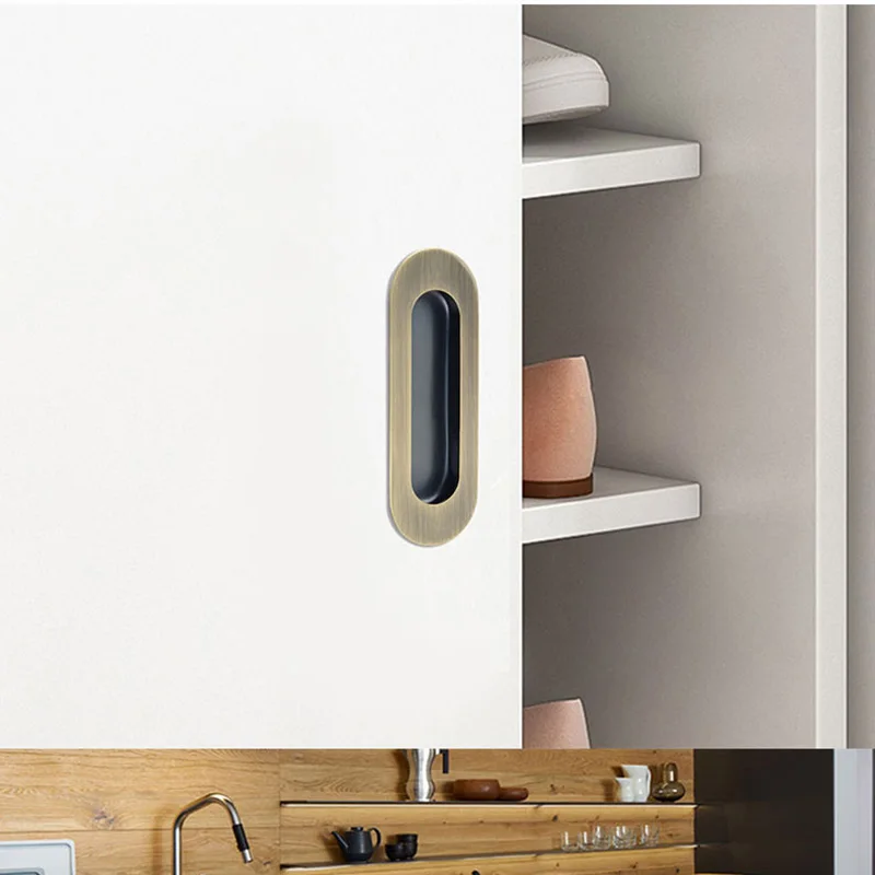 Скрытая утопленная ручка из нержавеющей стали овальная скрытая Мебельная для