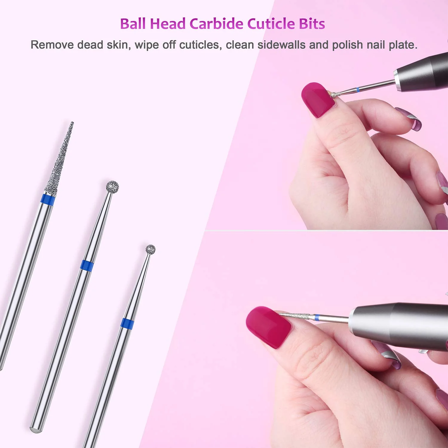 

MaryCarrie 2.35mm Nail Drill Bits Kit 10 Pcs Tungsten Carbide Nail File Bit Ceramic Diamond for Cuticle Acrylic Gel