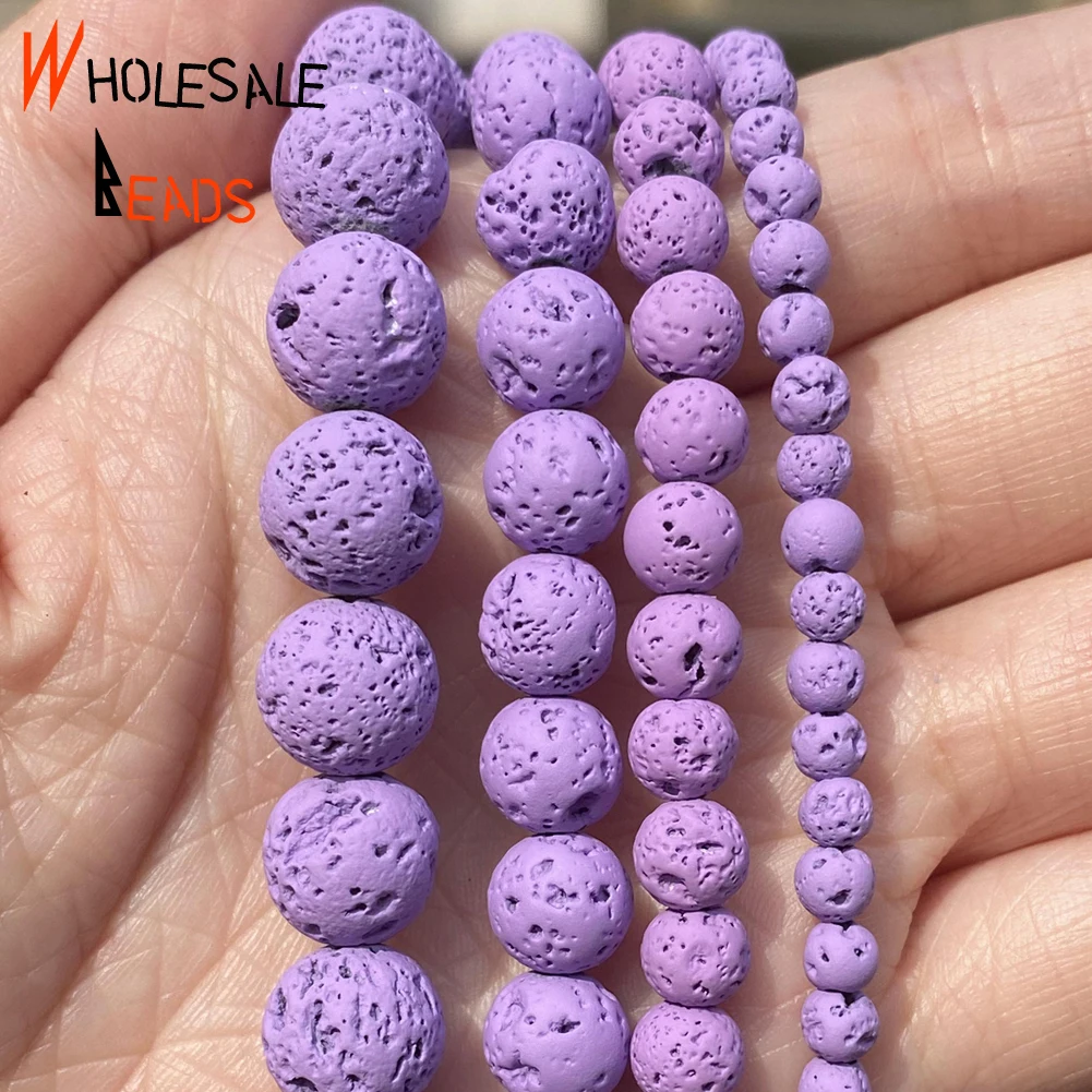 

Бусины Из Натурального фиолетового вулканического камня, 4-10 мм