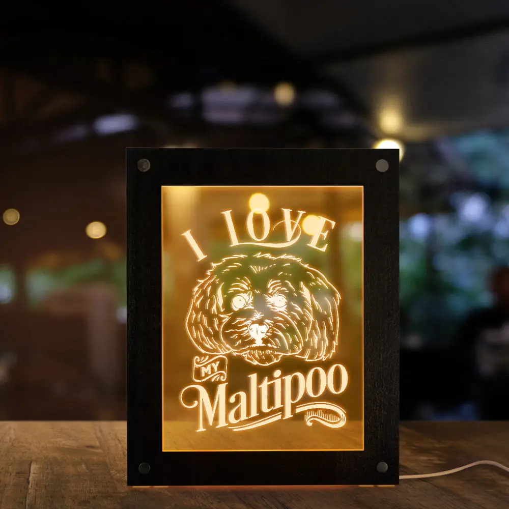 Светодиодная фоторамка I Love my Maltipoo для маленькой милой собаки ночник светильник