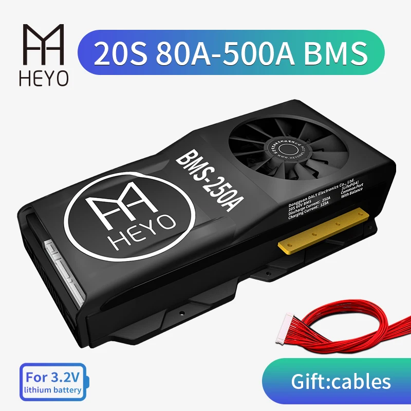 Литиевая батарея HEYO 3 2 V LiFePo4 Lipo 20S 60V 80A 200A 300A BMS 32650 защитная плата с вентилятором и