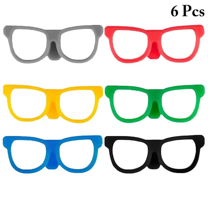 

6Pcs/Set Creative Sunglasses Wine Glass Charm Suction Silicone Drink Markers Recognizer For Party Wine Glass Tag Bar Accessories