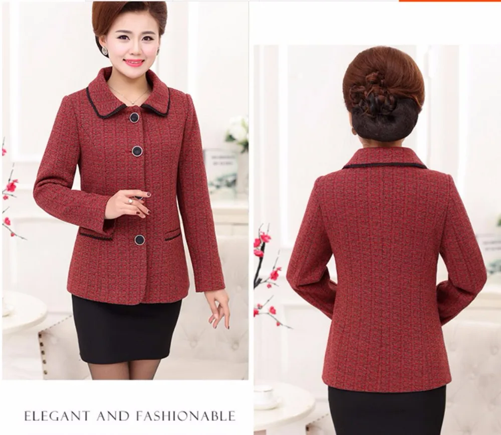 

2021 New Xl-5xl Temperament And Elderly Women's Clothing Middle-aged Long-sleeved Casual Mother Slim Jacket Coat