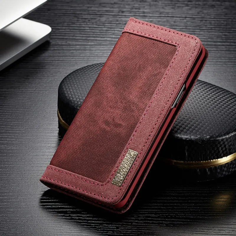 Чехол-книжка Me для samsung Galaxy S10, S9, S8 Plus, S10E, роскошный джинсовый холщовый чехол-кошелек для samsung Note 10, 8, 9, S6, S7 Edge, чехол - Цвет: Красный