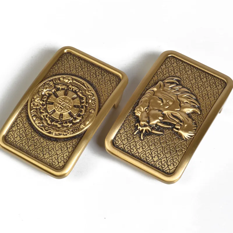 Модная пряжка для ремня из твердой латуни с тигром Винтажные Украшения тяжелые 3D