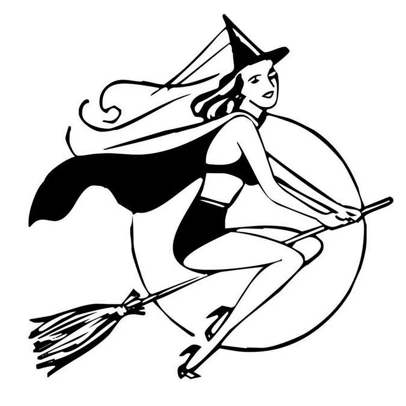 

15cm*15cm Woman With Witch Hat Silhouette Funny Decal Vinyl Car-styling Car Sticker Rear Window Car Sticker