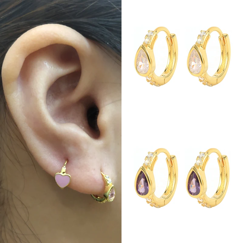 

CANNER Green Huggie Earrings Colorful Zircon 925 Sterling Silver Ear 2021 Trend Hoops For Girls Party Gift Present New Aretes