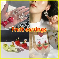 2021 hot sale fruit strawberry earring female lovely girl red strawberry dangle earring for women fine jewelry accessories diy