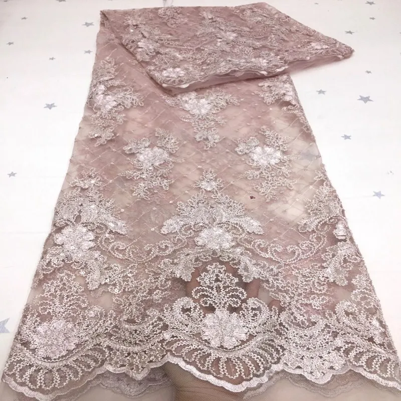 

African Tulle Lace Fabric 2020 High Quality French Net Laces With Sequins Nigeria Lace For Dress Party Material TS9708
