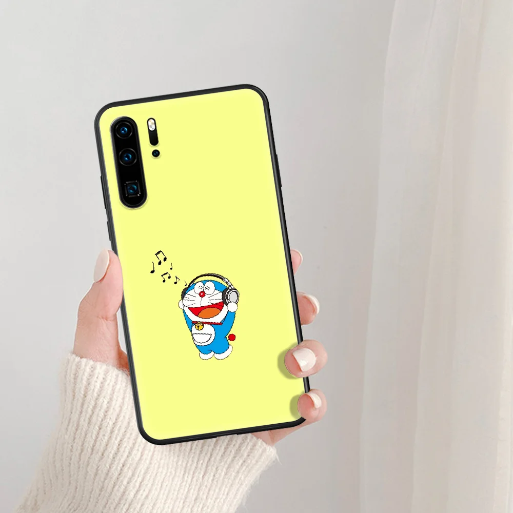 

cute cartoon cat doraemon Phone Case For Huawei P Mate Smart 10 20 30 40 Lite Z 2019 Pro black Prime Silicone Hoesjes Fashion
