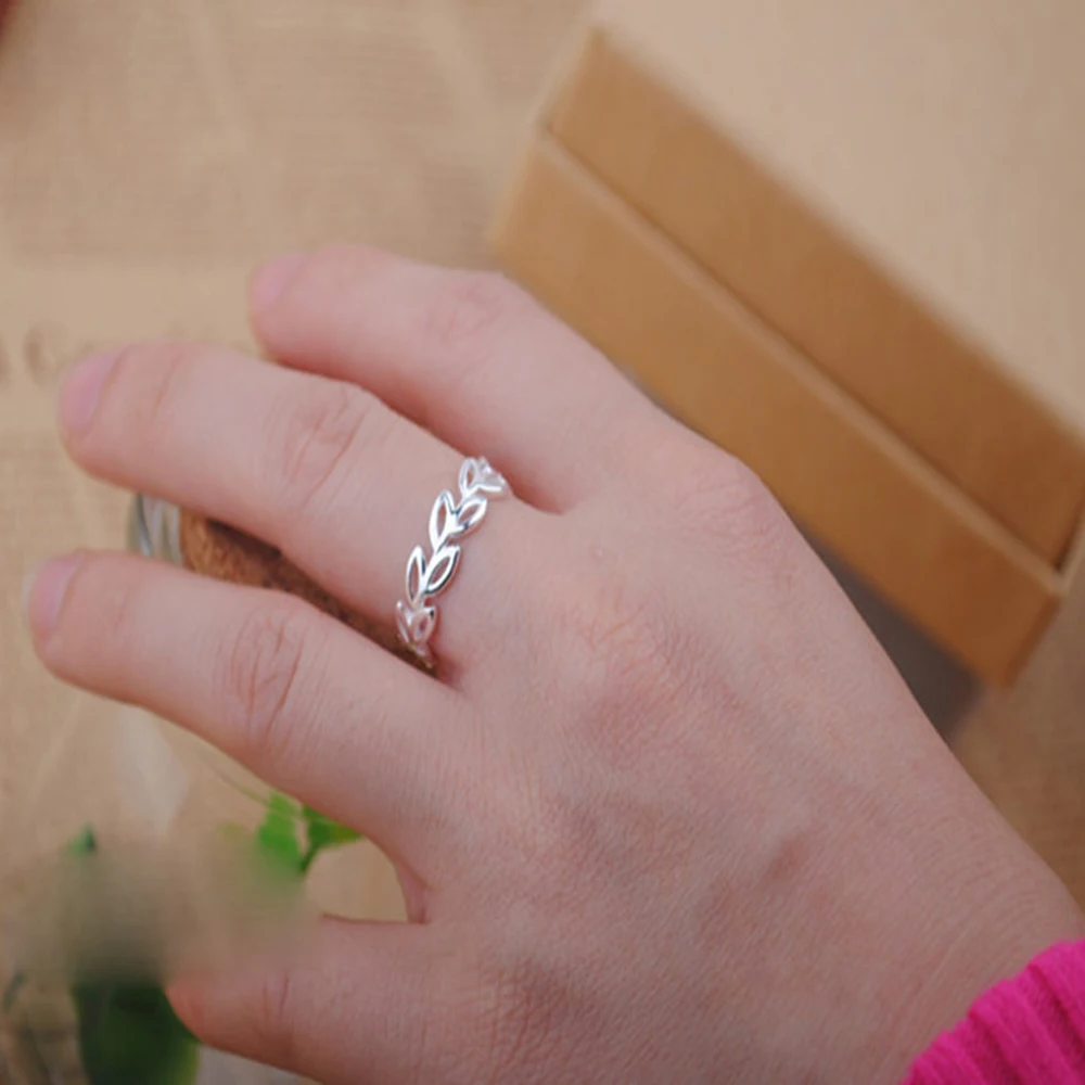 New 925 Silver Color Wedding Rings For Women Party Gift Fashion Sterling Jewelry Simple Hollow Leaves Open Ring Wholesale | Украшения и