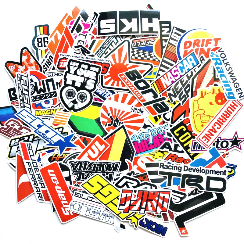 

100PCS Racing Stickers Car Waterproof Sticker DIY Motocross Racing Helmet Skateboard Bicycle Laptop PVC JDM Luggage sticker HKS