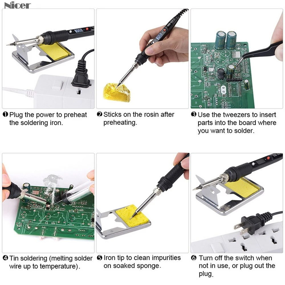 

80W Electric Soldering Iron Adjustable Temperature LCD Digital Display 110V 220V Welding Solder Iron Tips Repair Rework Tool