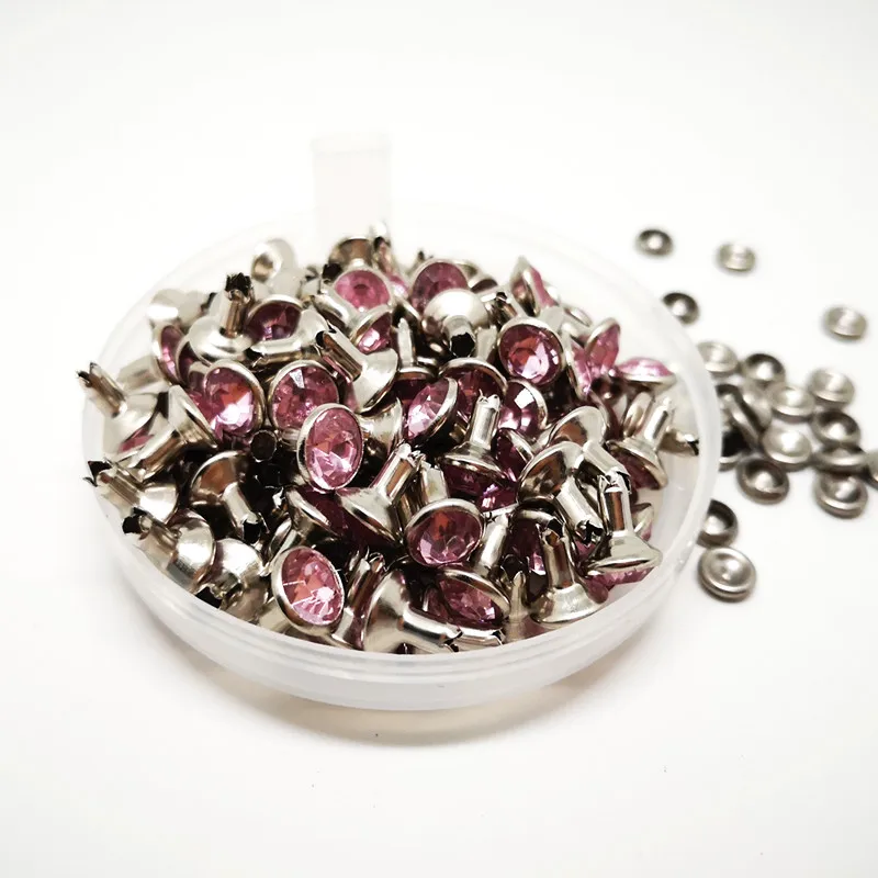 100 шт. 8 мм Разноцветные Заклепки с кристаллами и стразами серебристые заклепки