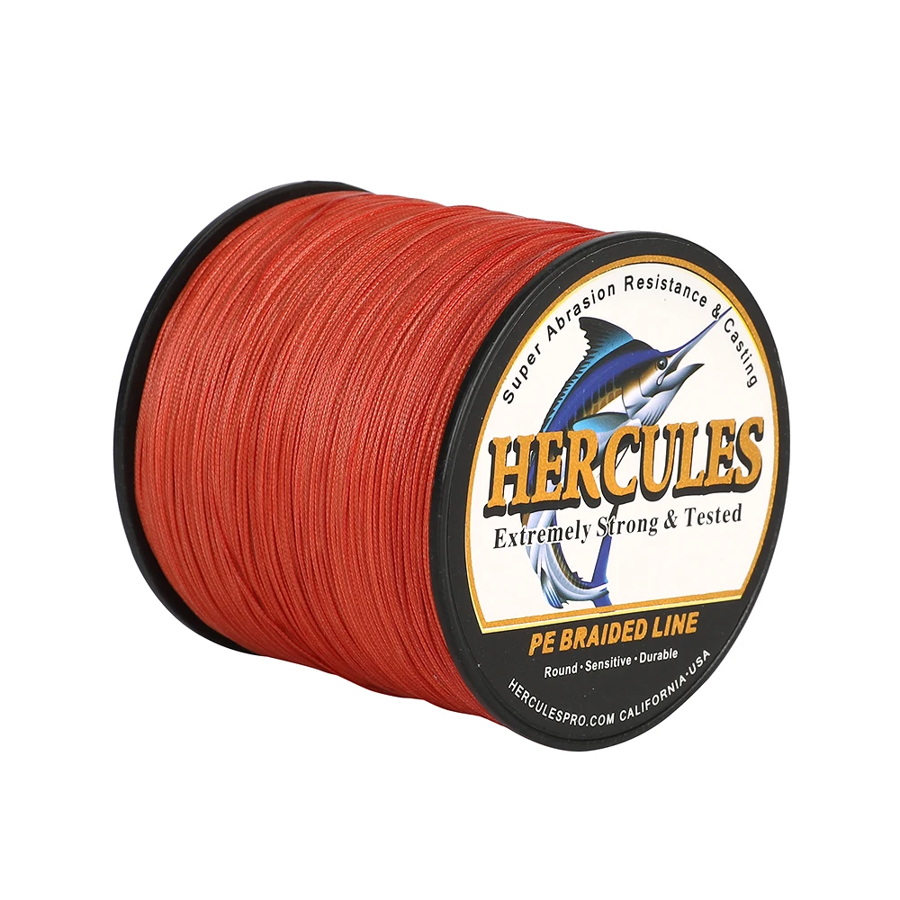 Hercules рыболовная леска 12 нитей 100 2000 м оплетка красная английская от 10 до фунтов
