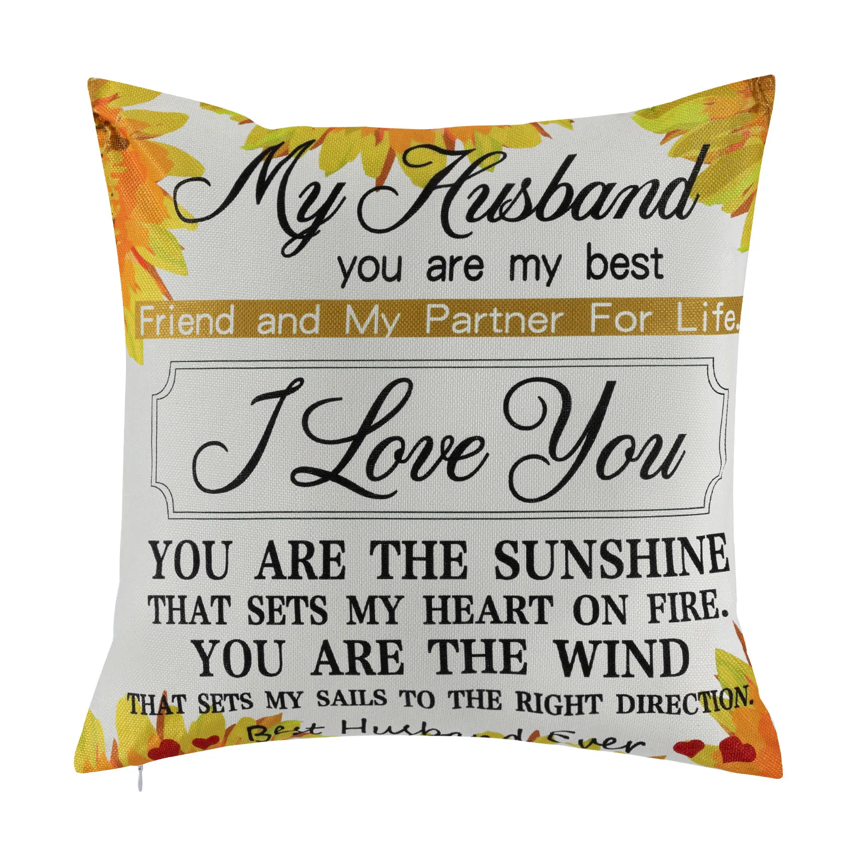 

Husband Gifts From Wife Cushion Cover Valentine'S Day Romantic For Him Sunflower Present Pillow Case For Bed Or Sofa