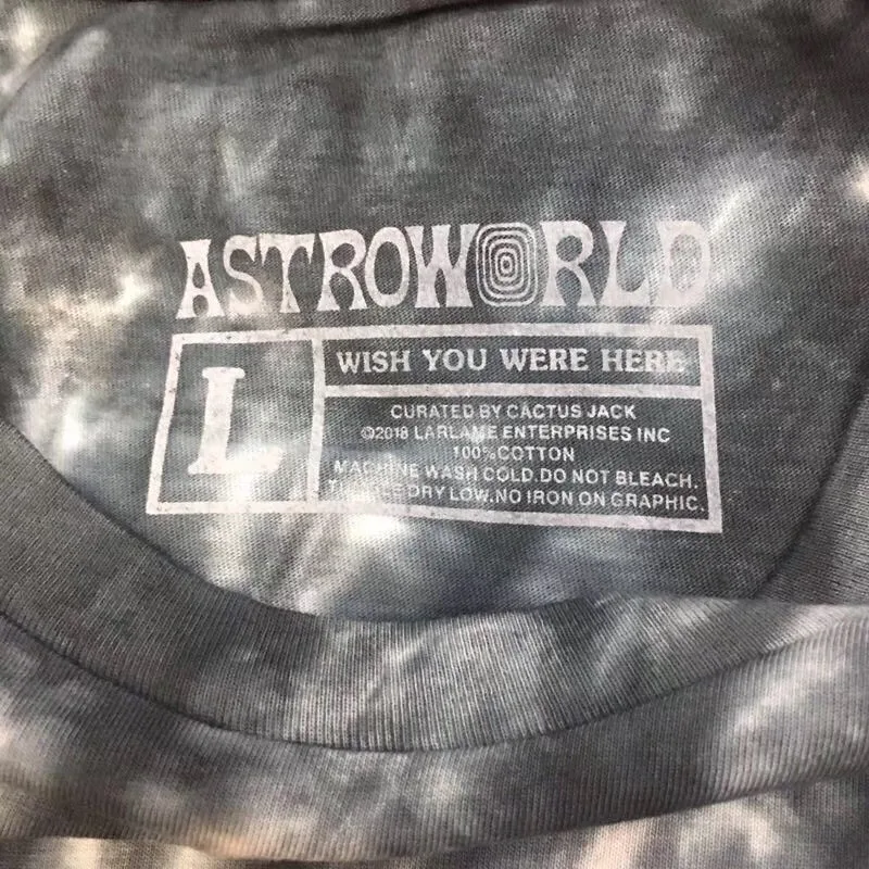 

19SS ASTRONAUT BLACK TIE DIE Astroworld Tee T shirt Men Women 1:1 High Quality TRAVIS SCOTT Hip Hop t-shirts