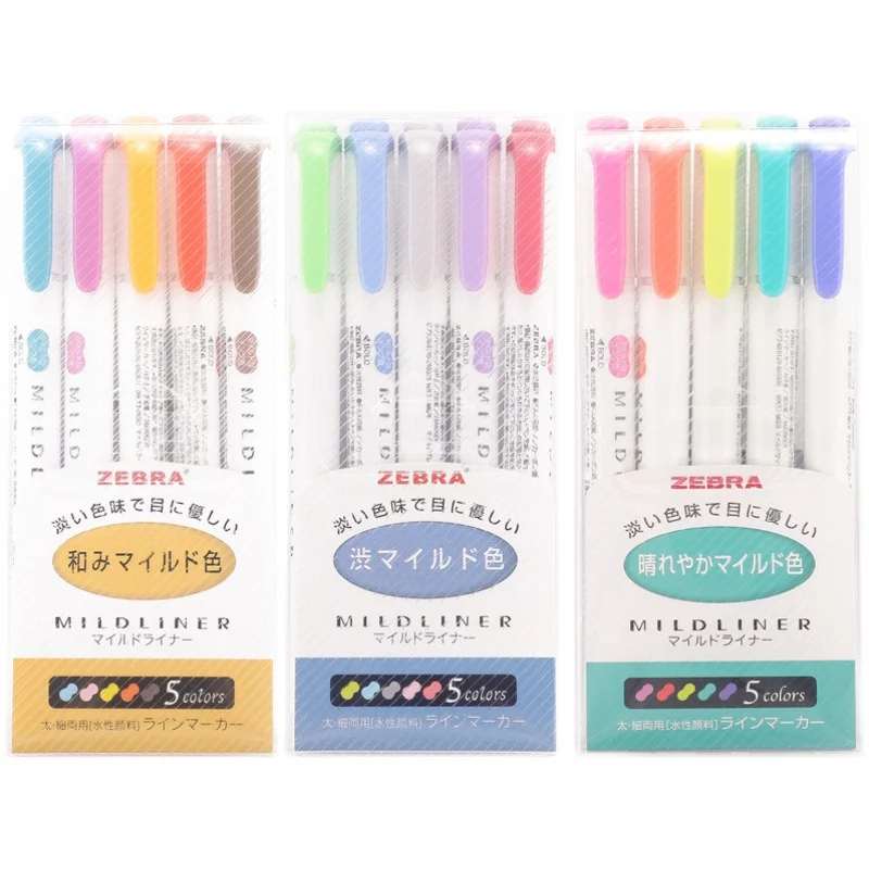 

Kawaii 3pcs 5pcs/Set Zebra Mildliner Color Japanese Highlight Double Headed Fluorescent Pen Hook Pen Color Marker pen