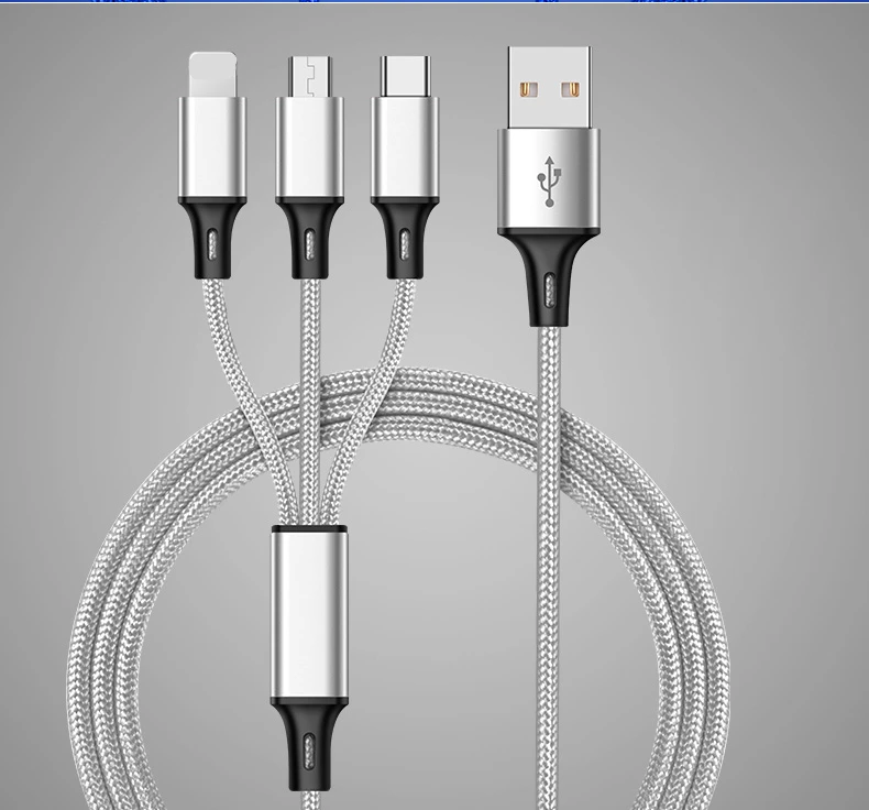 USB кабель Быстрая зарядка 3 в 1 Быстрая Зарядка Шнуры Тип C кабель зарядного устройства микро-usb нейлоновый шнур для iPhone кабель