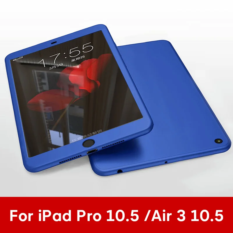 Силиконовые 360 Полное покрытие чехол для iPad 10,2 9,7 чехол для iPad mini, 4, 5, Чехол для iPad Pro 10,5 Air 1 2 3 с Стекло - Цвет: Pro 10.5 Air 3 NV