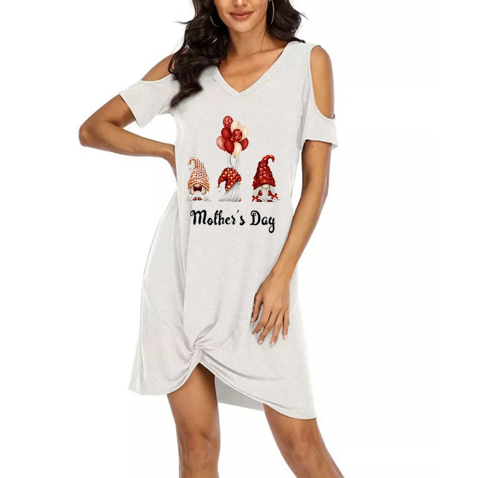 

40# Vintage Printed Dress 2021 Strapless V-neck Summer Dress Cold Shoulder Loose Dress Casual Woman Clothing Vestidos De Mujer