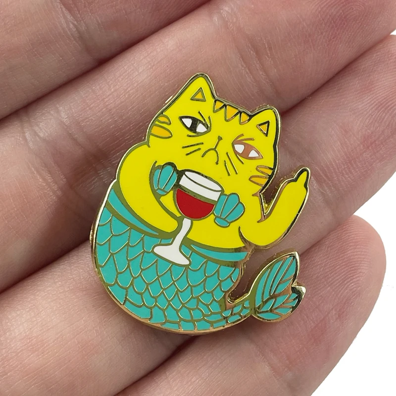 LXJERY Мультяшные заколки с изображением кота русалки значок на рюкзак забавная