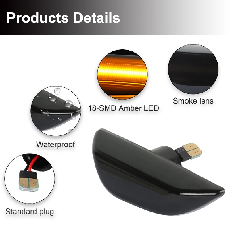 2x светодиодный динамический боковой указатель поворота светильник