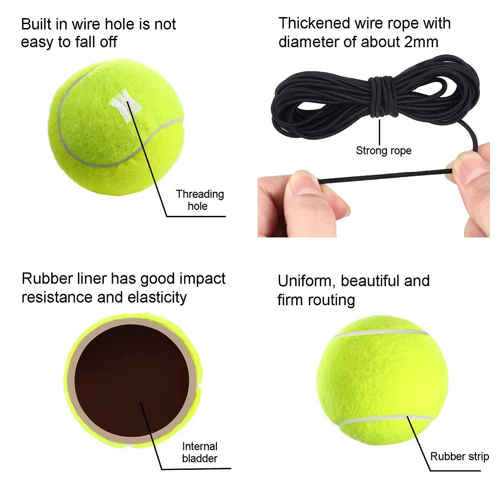 4 Pieces Tennis Training Ball with String Tennis Trainer Balls Self Practice Tool  Equipment for Exercise
