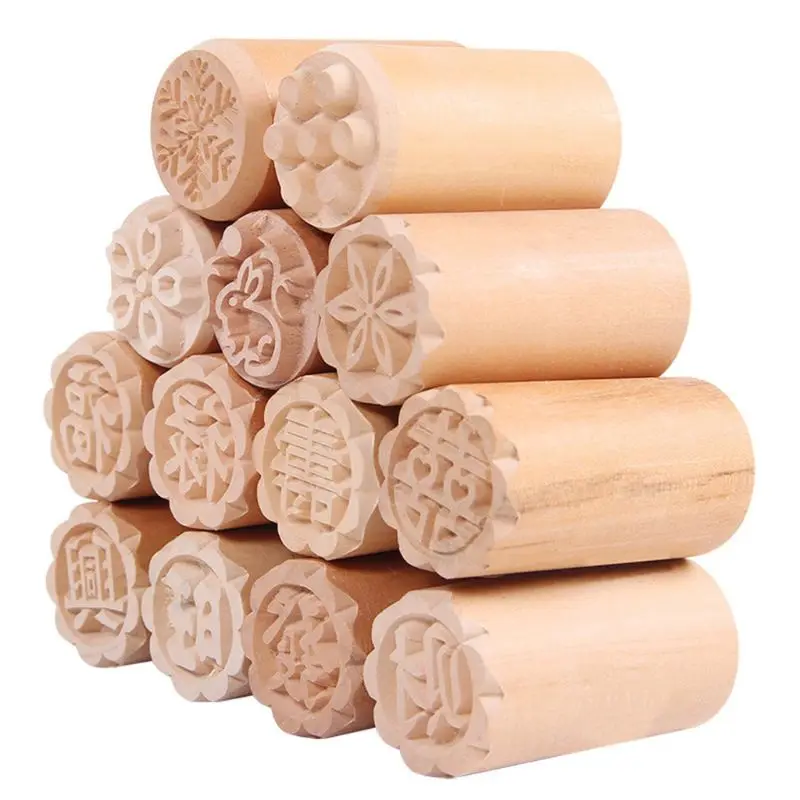 

Wood Dessert Seal Stamp 8pcs/set Cake Mold Wood Dessert Seal Stamp Traditional Chinese Moon DIY Cookie Baking Decorating Tools