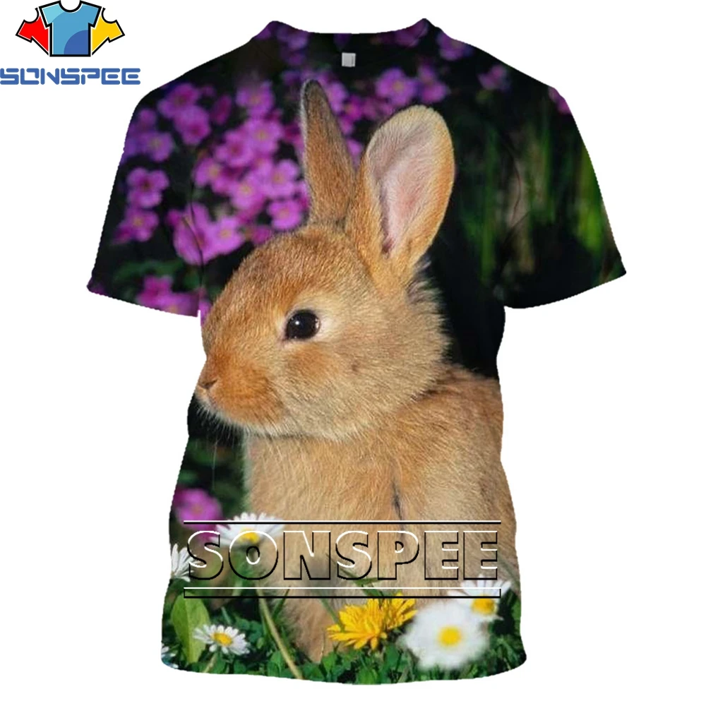 

SONSPEE Men's T-Shirt Animal Rabbit Spring Nature Lovely Hunt 3D Print Fashion Casual Tshirt Harajuku Short Sleeve Clothing Tops