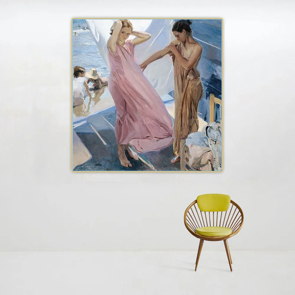 Citon Joaquin Sorolla Canvas после купания Холст Картина маслом Художественный постер