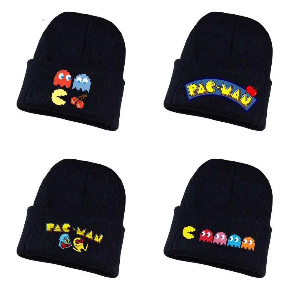 Аниме Pacman вязаная шапка для косплея унисекс принт Для Взрослых Повседневная хлопковая шапка для подростков зимняя вязаная шапочка