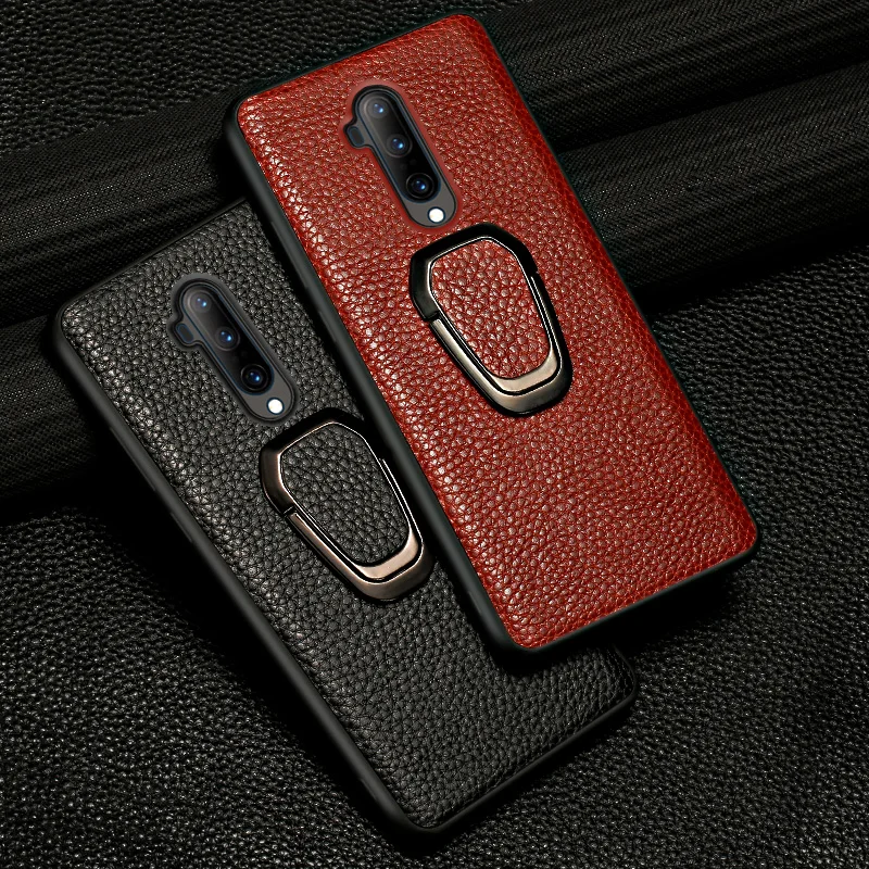 Оригинальный кожаный магнитный чехол для телефона с зернистой текстурой Oneplus 7T Pro