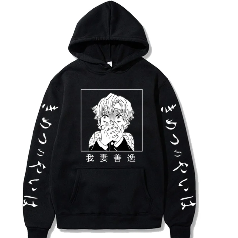 

New Hot Anime Demon Slayer Hoodies Agatsuma Zenitsu Printed Men's Sweatshirt Harajuku Streetwear Casual Unisex Pullover Unisex