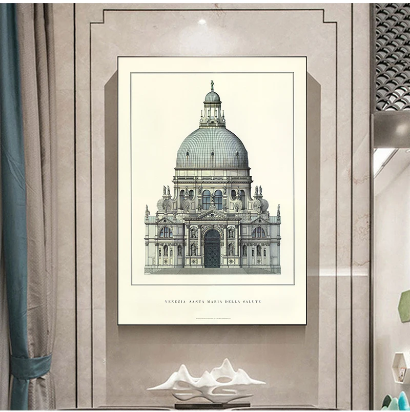 Триптих классический Европейский дворец известный пейзаж художественные принты