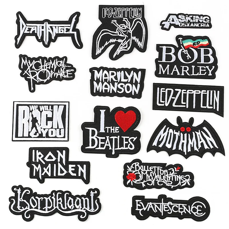 Черный белый цвет английский буквенный лозунг значок Вышитые заплаты стикер