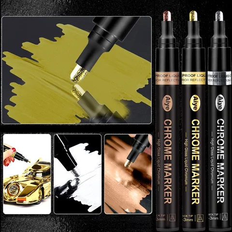 Золотая, серебряная, медная, металлическая, жидкая, хромированная, зеркальная маркер, ручка, водостойкая, зеркальная, отражающая краска, металлические ручки, ручка для рукоделия