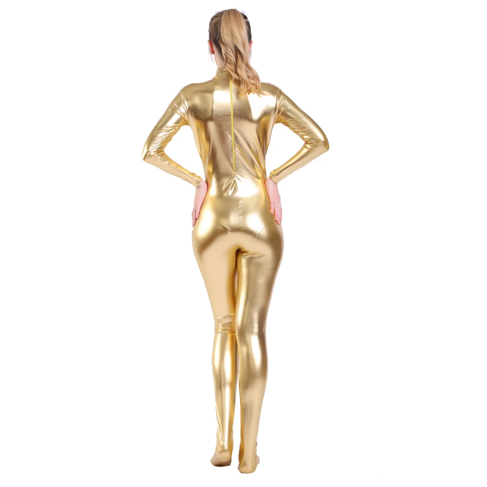 Новинка 2020 женский костюм золотые блестящие металлические колготки золотой