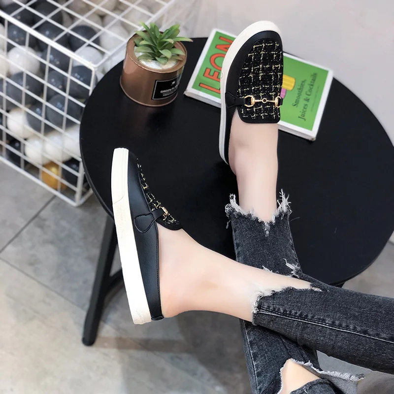 

GIYU Thick-soled Semi-slippers Women 2021 New Muller Shoes Round Toe Pedal Single Shoes Ladies Fashion Casual Baotou Slippers